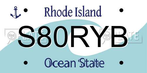 S80RYB Rhode Island License Plate