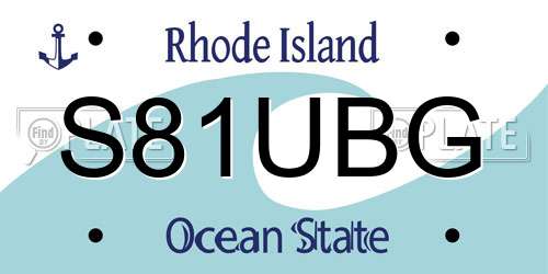 S81UBG Rhode Island License Plate