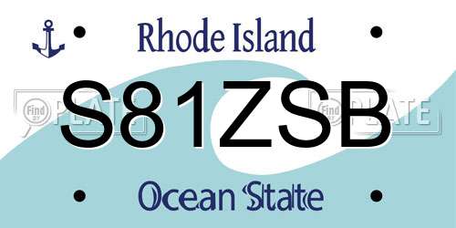 S81ZSB Rhode Island License Plate