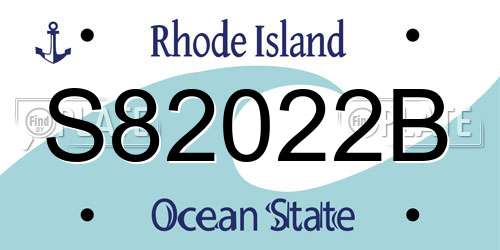 S82022B Rhode Island License Plate