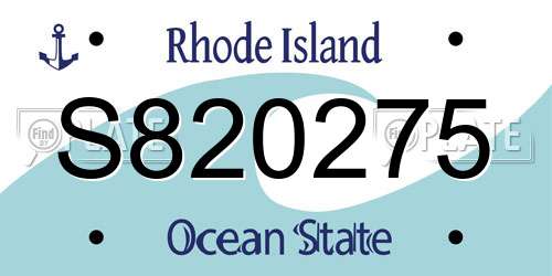 S820275 Rhode Island License Plate