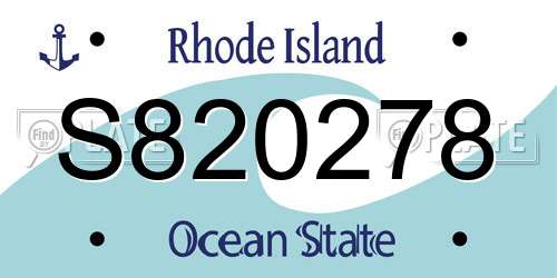 S820278 Rhode Island License Plate
