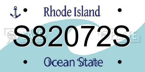 S82072S Rhode Island License Plate