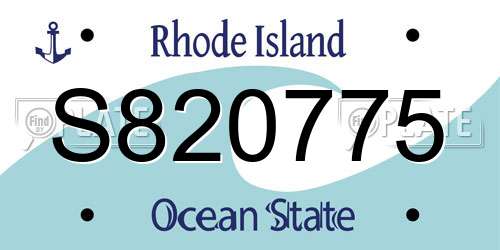 S820775 Rhode Island License Plate