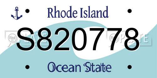 S820778 Rhode Island License Plate