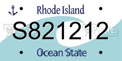 S821212 Rhode Island License Plate
