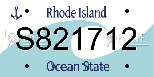 S821712 Rhode Island License Plate