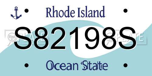 S82198S Rhode Island License Plate