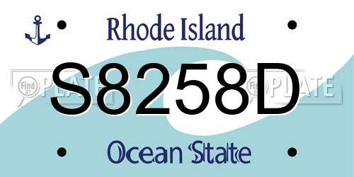 S8258D Rhode Island License Plate
