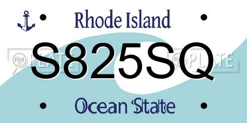 S825SQ Rhode Island License Plate