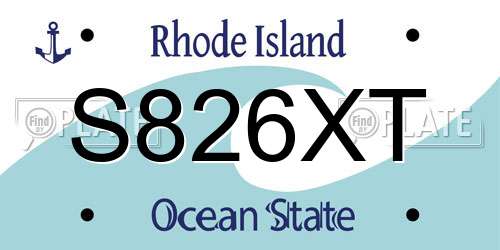 S826XT Rhode Island License Plate