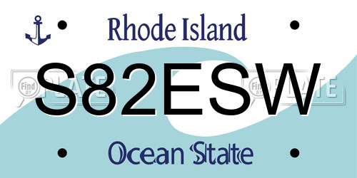 S82ESW Rhode Island License Plate