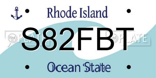 S82FBT Rhode Island License Plate