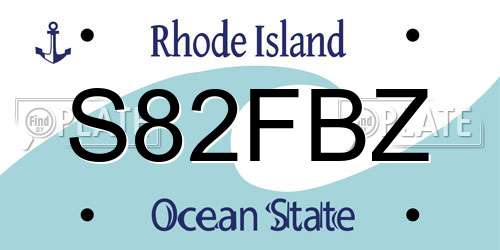 S82FBZ Rhode Island License Plate