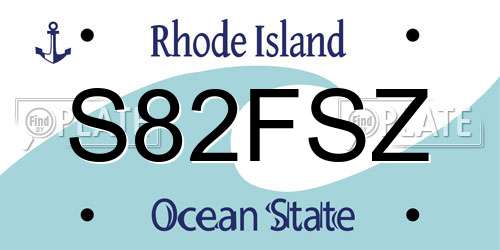 S82FSZ Rhode Island License Plate
