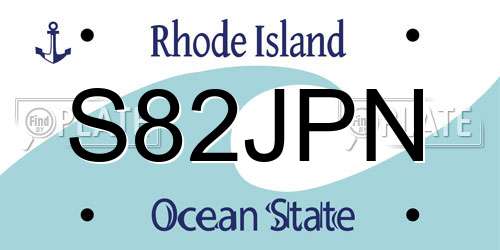 S82JPN Rhode Island License Plate