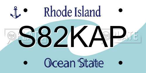 S82KAP Rhode Island License Plate