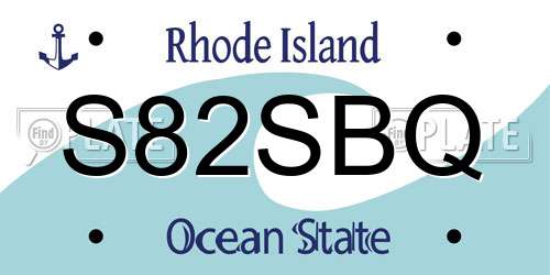 S82SBQ Rhode Island License Plate