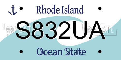 S832UA Rhode Island License Plate