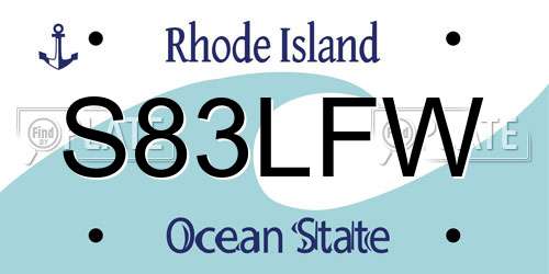 S83LFW Rhode Island License Plate
