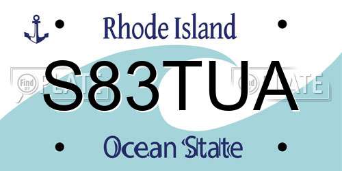 S83TUA Rhode Island License Plate