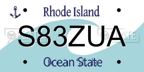 S83ZUA Rhode Island License Plate