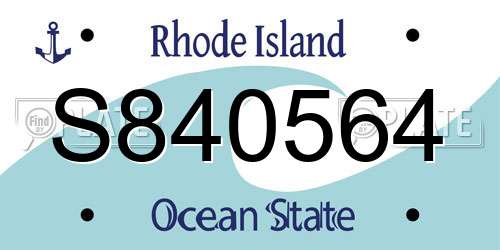 S840564 Rhode Island License Plate