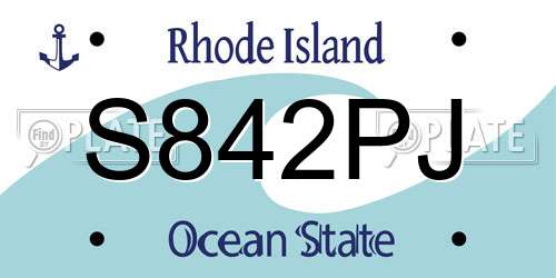 S842PJ Rhode Island License Plate