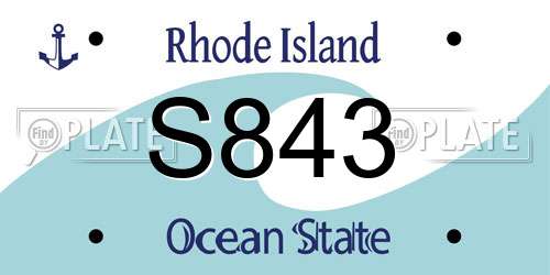 S843 Rhode Island License Plate