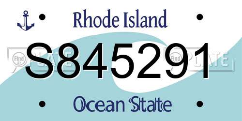 S845291 Rhode Island License Plate