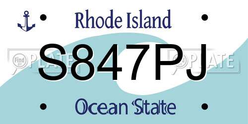 S847PJ Rhode Island License Plate