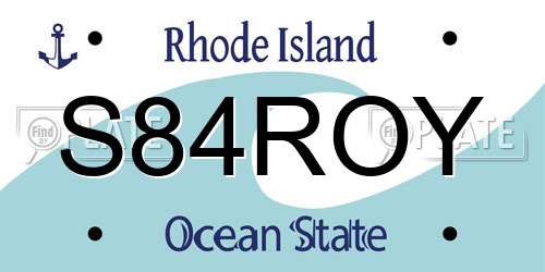 S84ROY Rhode Island License Plate