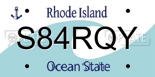 S84RQY Rhode Island License Plate