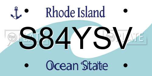 S84YSV Rhode Island License Plate