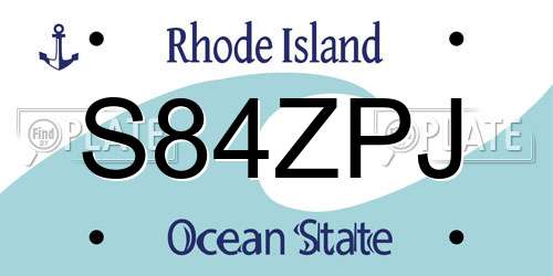 S84ZPJ Rhode Island License Plate