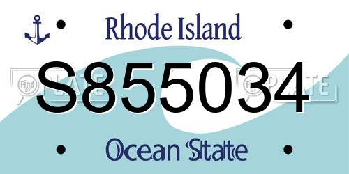 S855034 Rhode Island License Plate