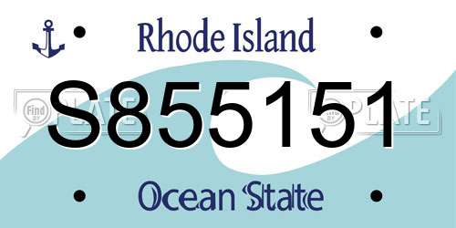 S855151 Rhode Island License Plate