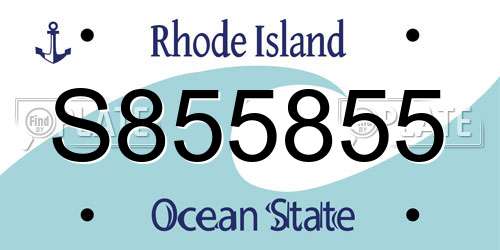 S855855 Rhode Island License Plate