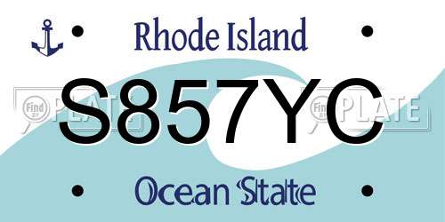 S857YC Rhode Island License Plate