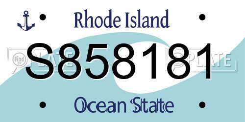 S858181 Rhode Island License Plate