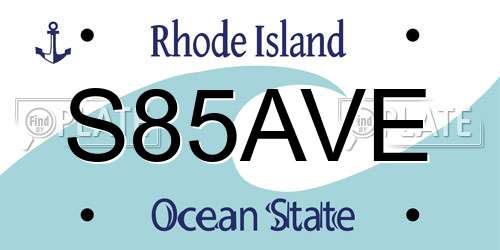 S85AVE Rhode Island License Plate