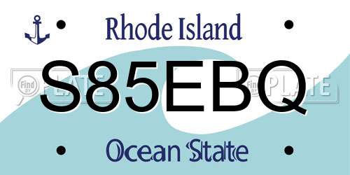 S85EBQ Rhode Island License Plate