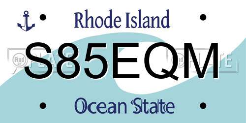 S85EQM Rhode Island License Plate