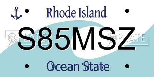 S85MSZ Rhode Island License Plate