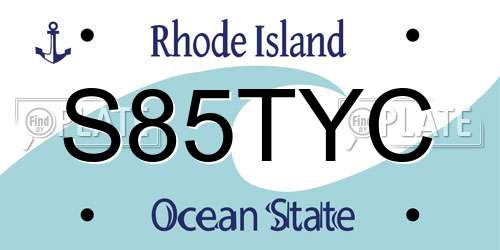 S85TYC Rhode Island License Plate