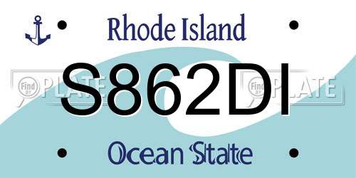 S862DI Rhode Island License Plate