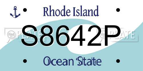S8642P Rhode Island License Plate
