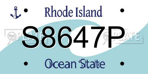 S8647P Rhode Island License Plate