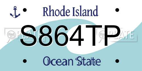 S864TP Rhode Island License Plate