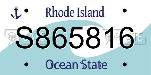 S865816 Rhode Island License Plate